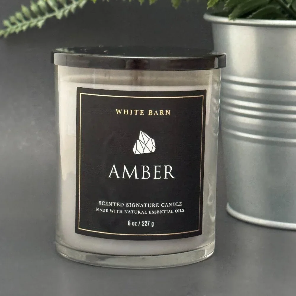 BBW Amber White Barn Bath & Body Works Single Wick Candle